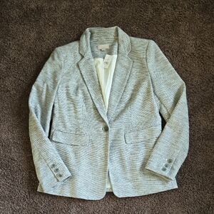 NEW Ann Taylor Loft Gray Blue Ivory Tweed Blazer Jacket 6